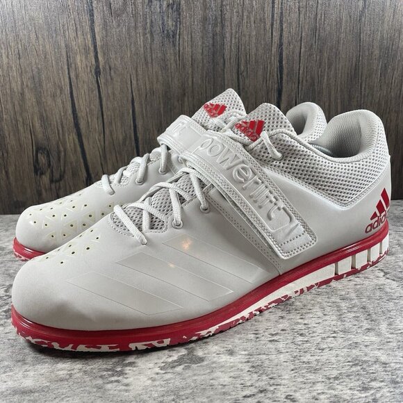 Adidas Powerlift 3.1 Chalk Pearl Men’s 15 Gray Red Shoes Athletic Training Gym - Picture 2 of 10